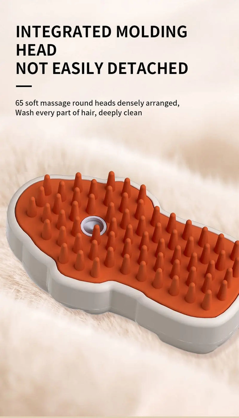 Escova de limpeza recarregável 3 em 1 para gatos, ideal para banho com spray integrado, higiene eficiente e design ergonômico que mantém o animal de estimação limpo