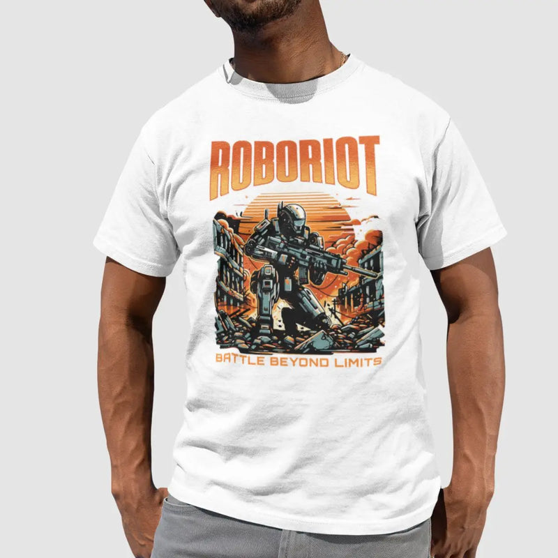 Camiseta masculina estampa GuGi Robo Riot Sci-Fi Exterminador Dystopia Revolution 100% algodão premium