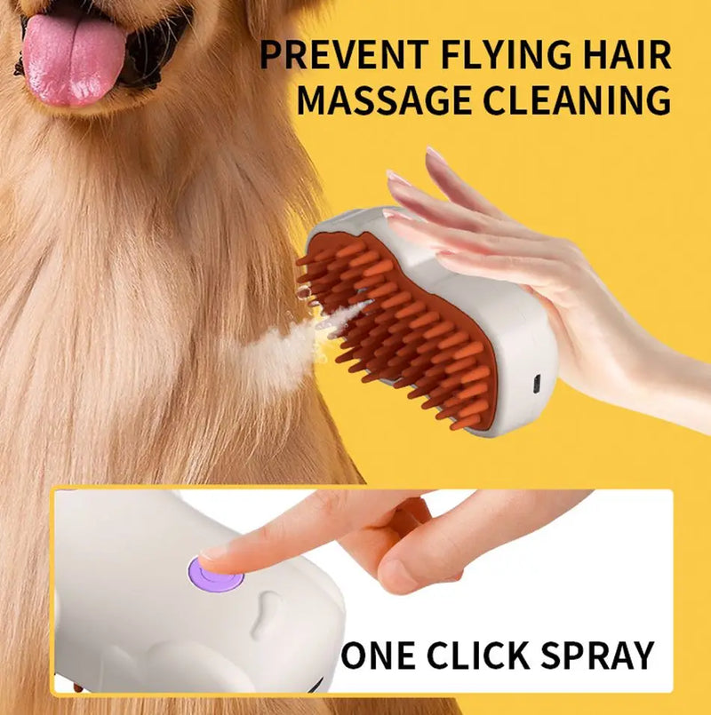 Escova de limpeza recarregável 3 em 1 para gatos, ideal para banho com spray integrado, higiene eficiente e design ergonômico que mantém o animal de estimação limpo