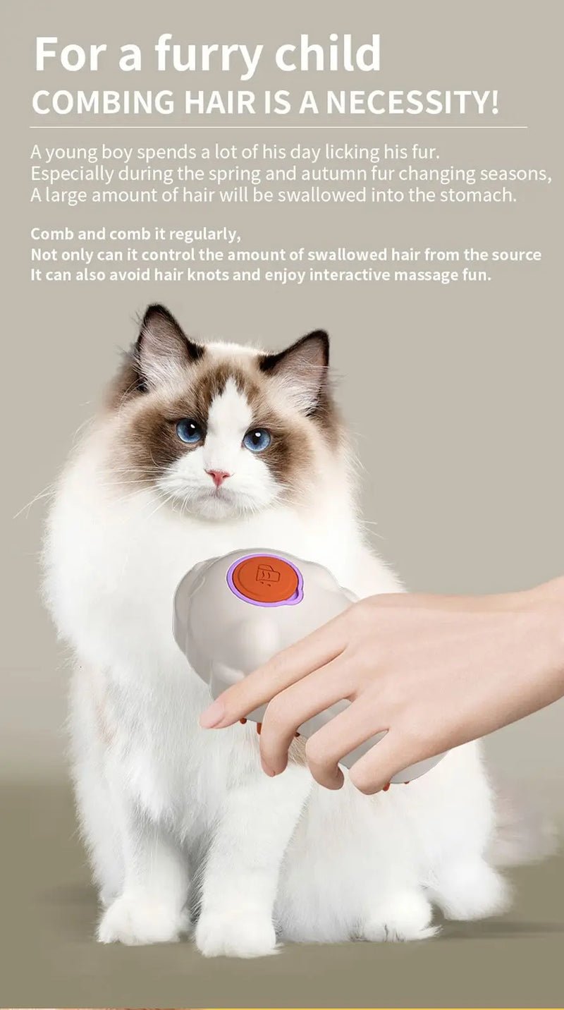 Escova de limpeza recarregável 3 em 1 para gatos, ideal para banho com spray integrado, higiene eficiente e design ergonômico que mantém o animal de estimação limpo