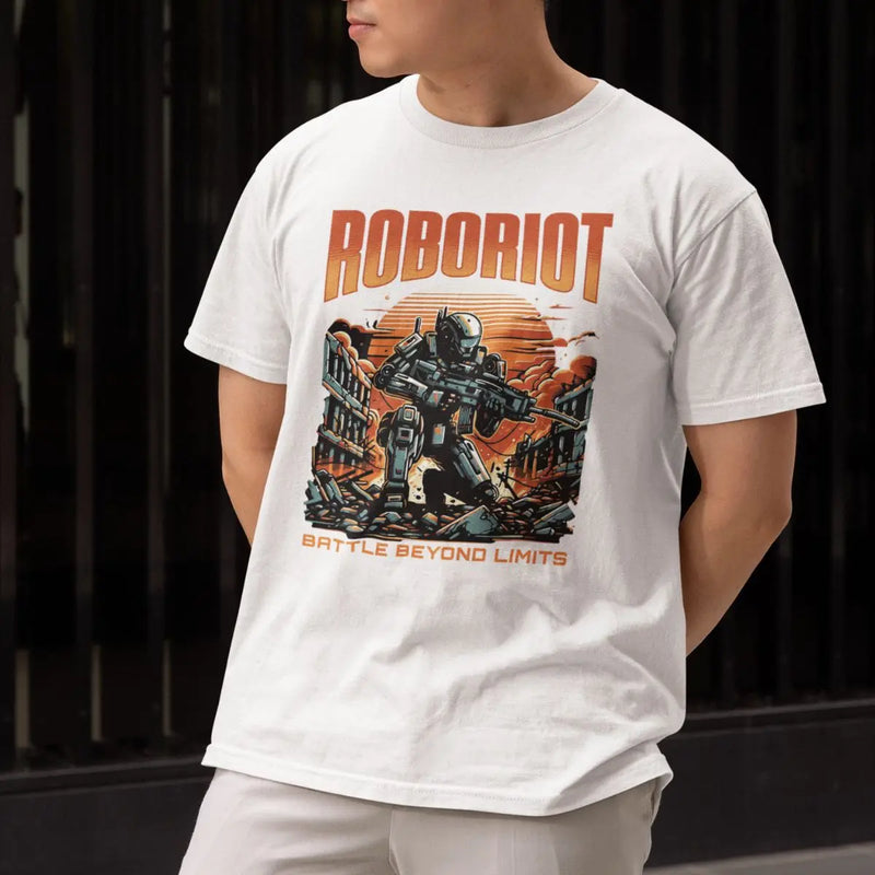 Camiseta masculina estampa GuGi Robo Riot Sci-Fi Exterminador Dystopia Revolution 100% algodão premium