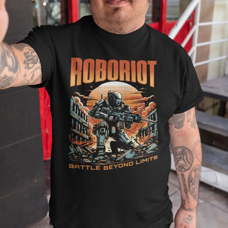 Camiseta masculina estampa GuGi Robo Riot Sci-Fi Exterminador Dystopia Revolution 100% algodão premium