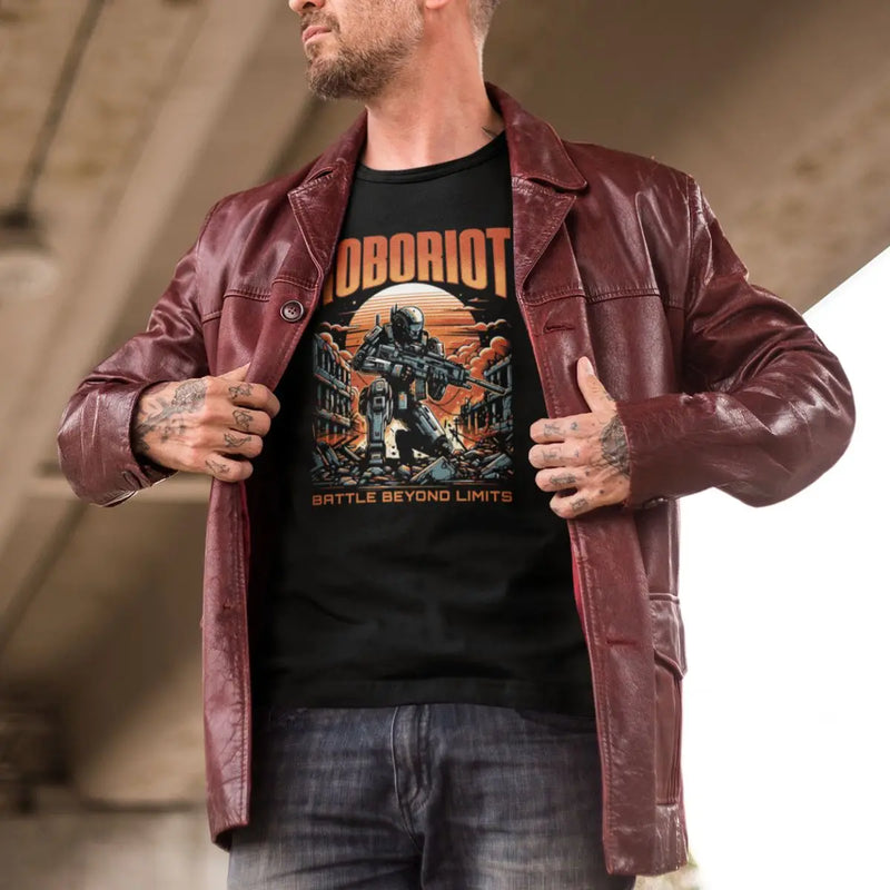Camiseta masculina estampa GuGi Robo Riot Sci-Fi Exterminador Dystopia Revolution 100% algodão premium