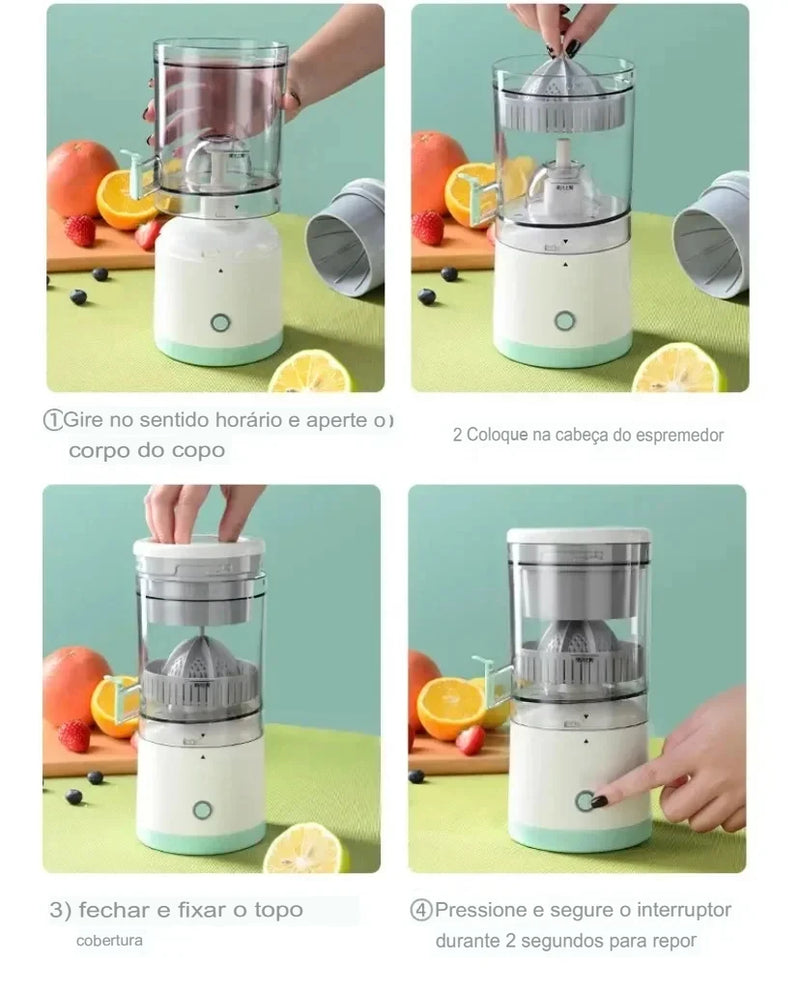 Espremedor portátil - espremedor elétrico, espremedor de frutas, compacto e recarregável via USB, prático e elegante