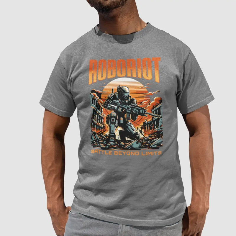 Camiseta masculina estampa GuGi Robo Riot Sci-Fi Exterminador Dystopia Revolution 100% algodão premium