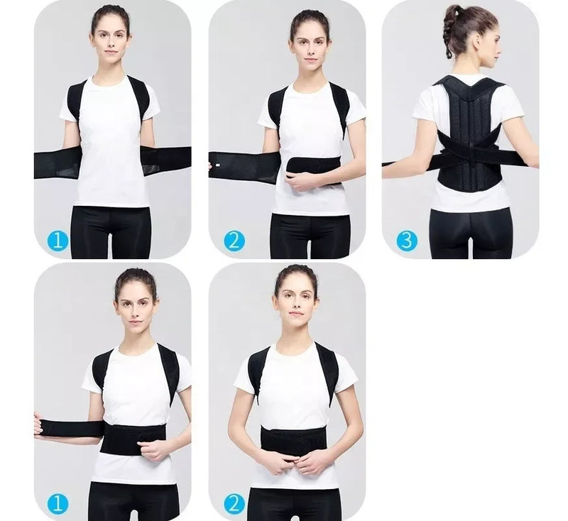 Lumbar Column Reinforced Posture Corrector Vest Adjustable Back Support Strap Shoulder Pimple Brace Neck Stretcher Trainer