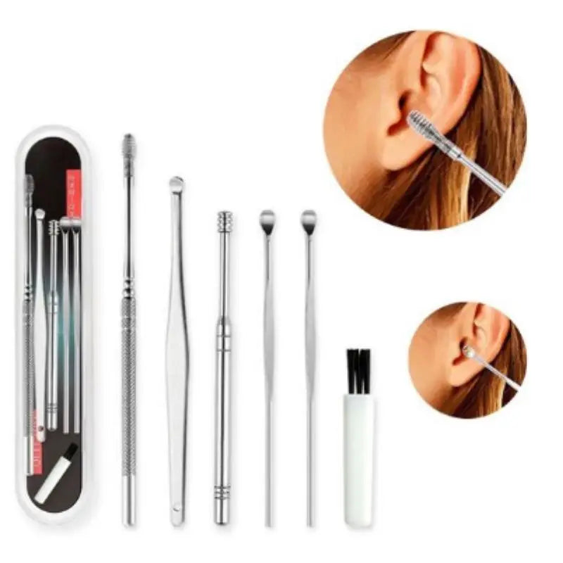 Kit 6 peças para limpeza de cera, removedor de cera de ouvido, limpador de ouvido