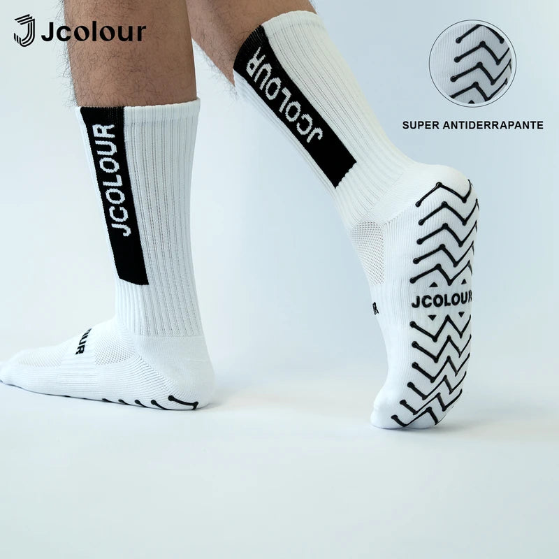 6 pares, meias esportivas antiderrapantes, meias de treino, meias de ciclismo de tubo médio, futebol, corrida, fitness, poliamida