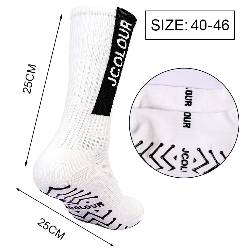 6 pares, meias esportivas antiderrapantes, meias de treino, meias de ciclismo de tubo médio, futebol, corrida, fitness, poliamida