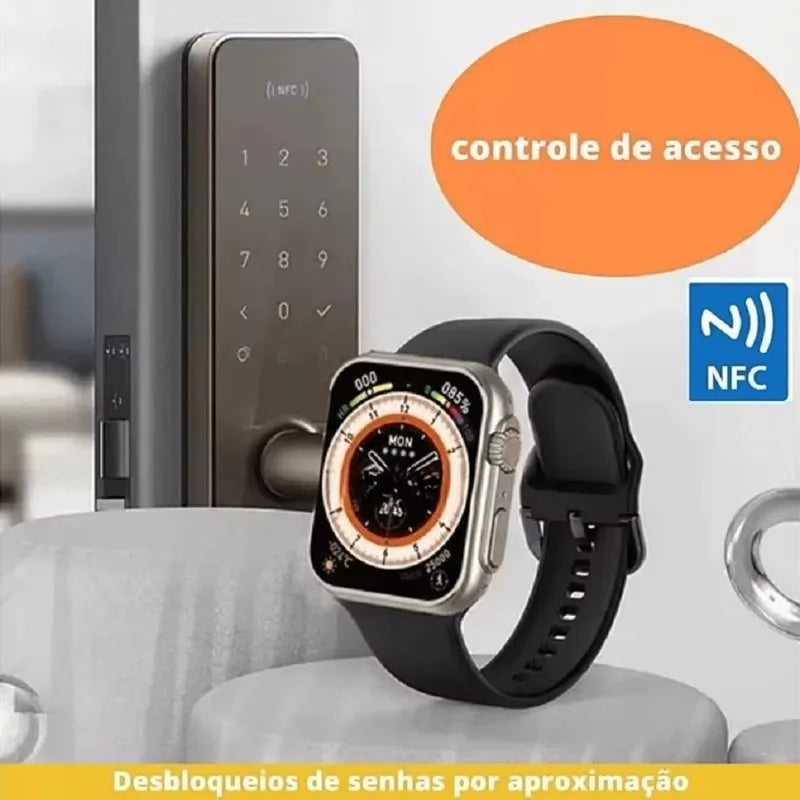 HW8 Smart Bluetooth ver homens é 9 mm 2,2 polegadas tela HD GPS NFC relógio inteligente à prova d'água pulseira de relógio esportivo