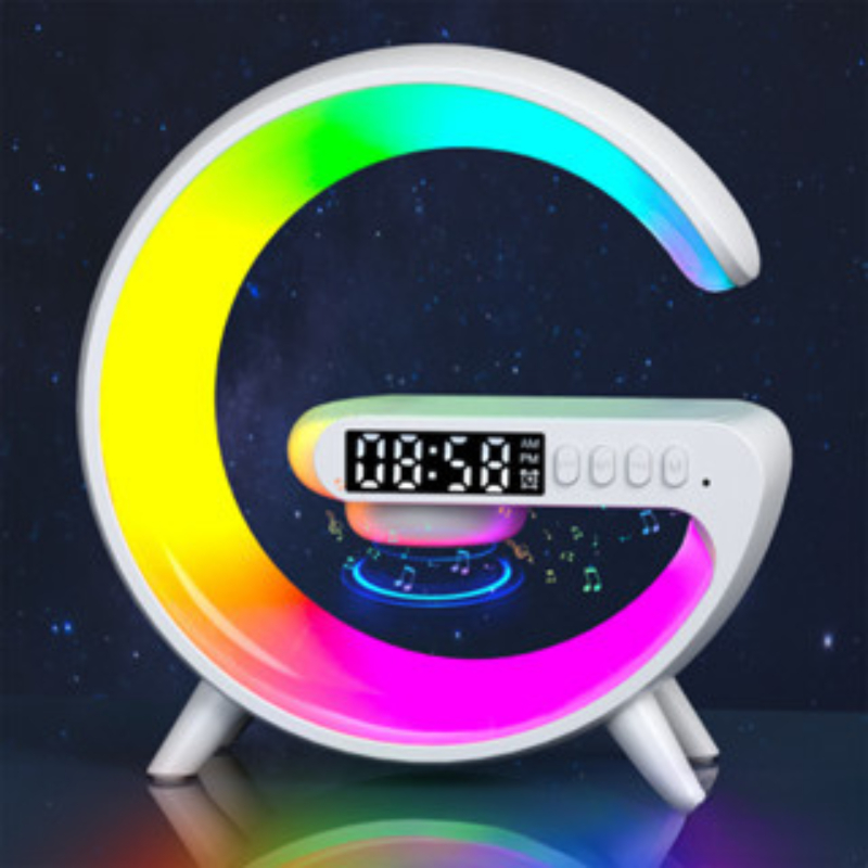 caixa de som bluetooth luminária inteligente RGB mesa quarto moderno