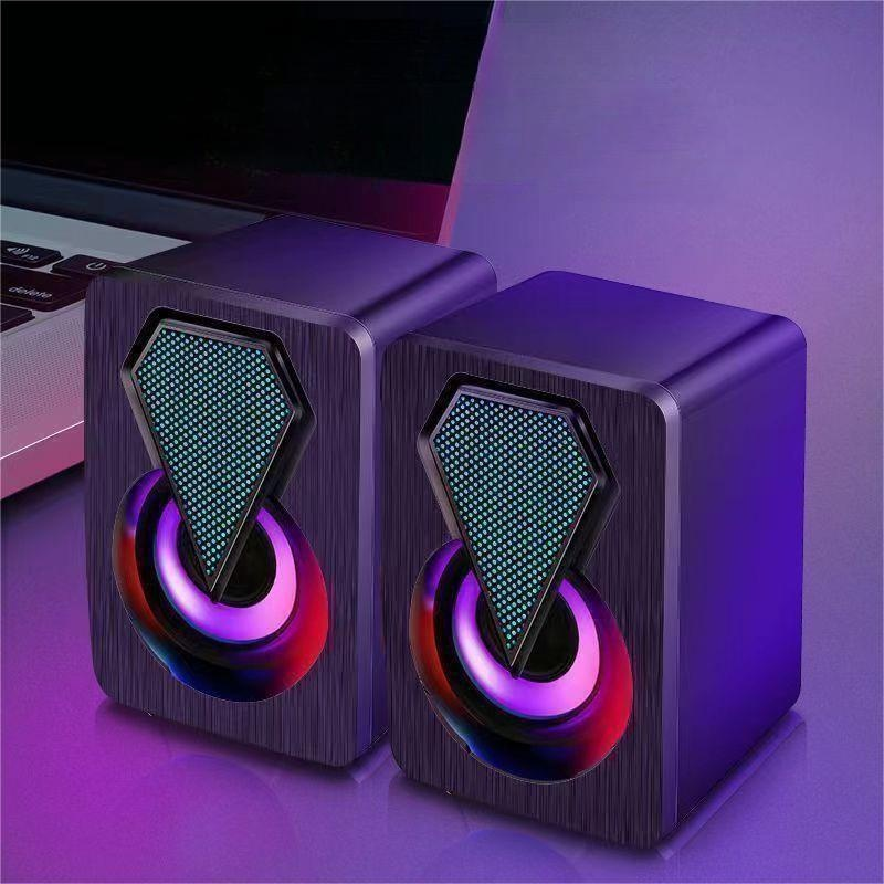 caixa de som estéreo 2.0 gamer com LED RGB computador